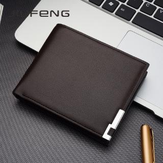 Dompet Bahan Kulit PU Model Lipat Warna Kopi dan Hitam 