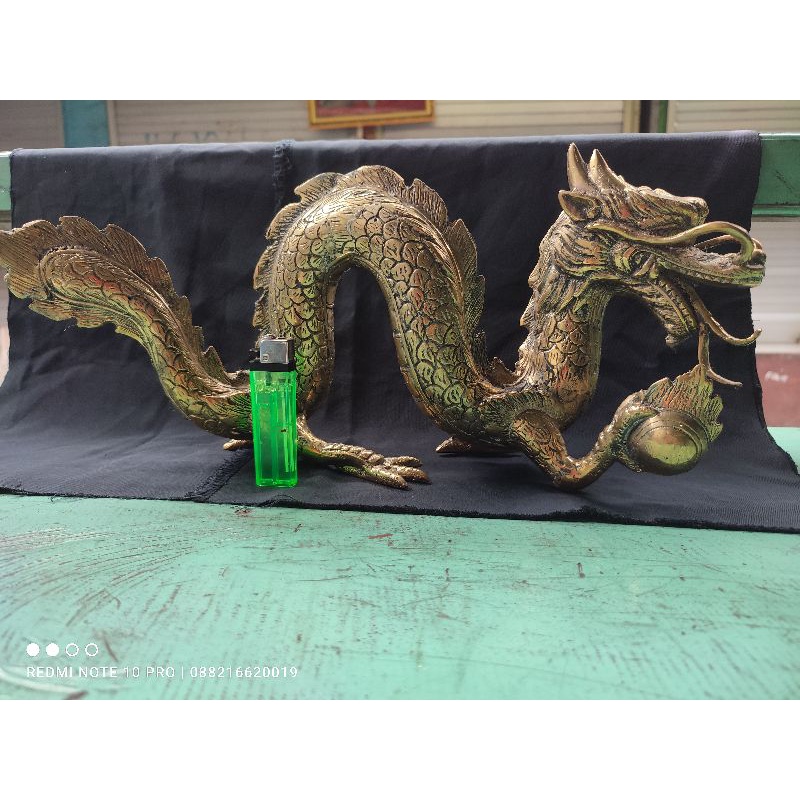 PATUNG NAGA BESAR KUNINGAN ANTIK