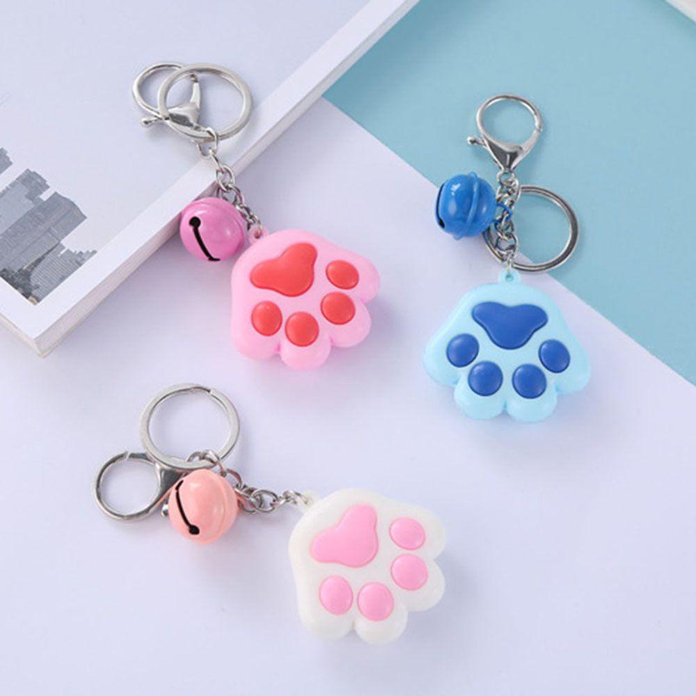 Lanfy Mainan Gantungan Kunci Kaki Kucing Angka Puppy Aksesoris Mobil Teman Lucu Dengan Bell Pendant Holder Senter Figure 3D