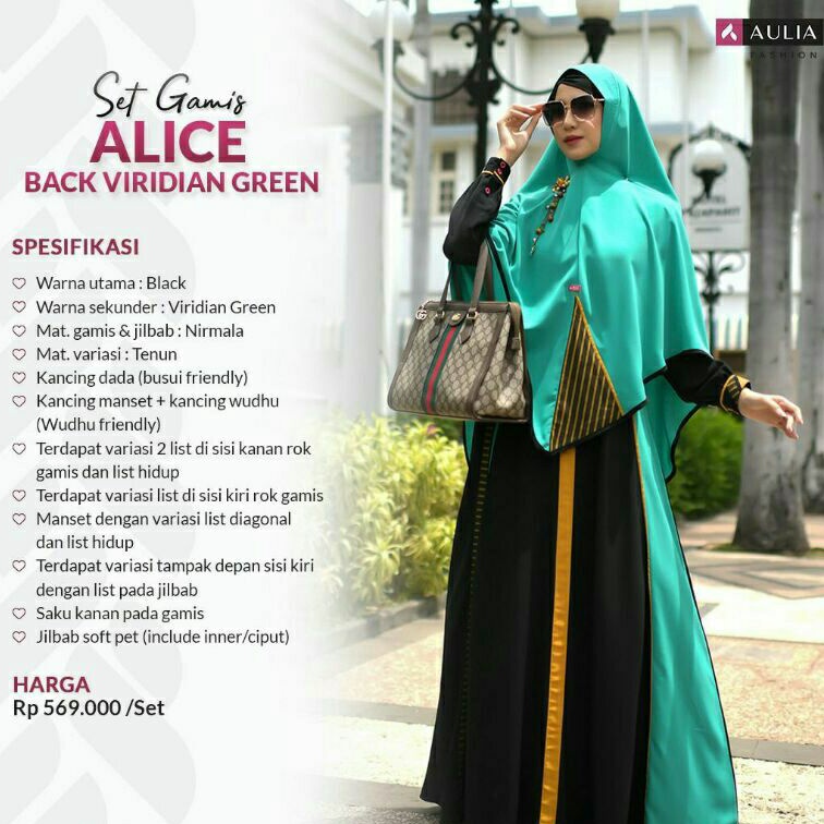 GAMIS AULIA FASHION TERBARU LIMITED ORIGINAL ALICE BLACK VIRDINIA GREEN BUSUI SYAR'I JUMBO HITAM HIJ