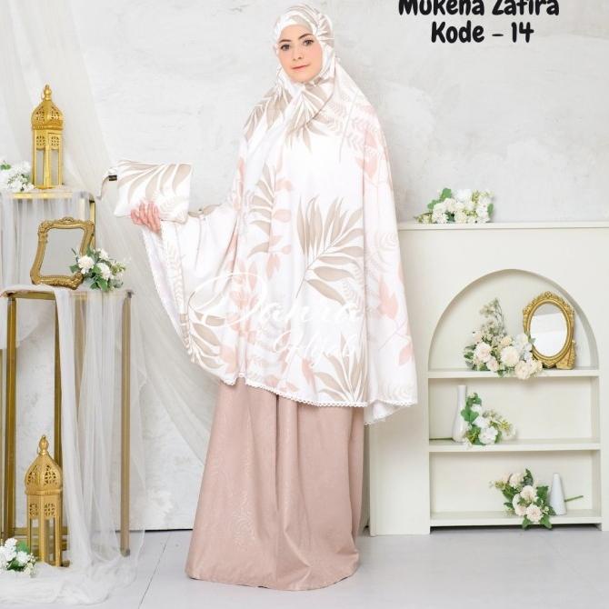 New Mukena Zafira Putih Pink Hijau Shabby Chic Katun Adem Danra Hijab
