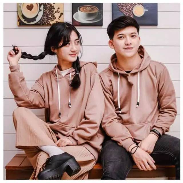 SWEATER HOODIE POLOS NATURAL BAHAN FLECE ALLSIZE