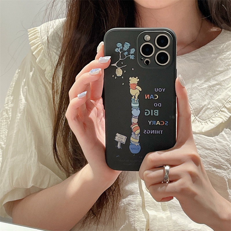 Fun and cute honey winnie the pooh case iphone 11 pro max 13 pro max 12 pro max Xs max XR 7/8 plus se2020 side pattern square soft case