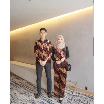 WOU BATIK COUPLE SELENDANG MUTIARA sania ruffle - adila couple brokat modern batik modern couple