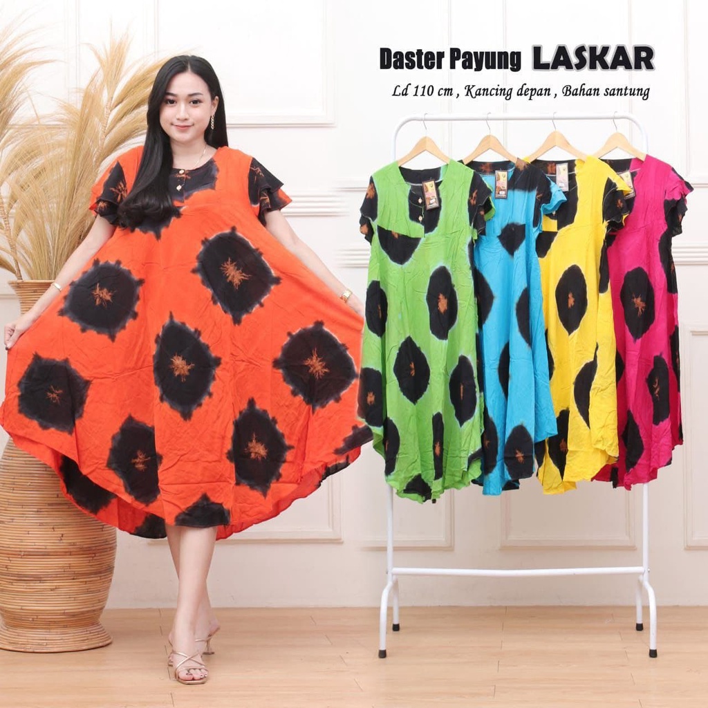 Daster Payung Busui Kekinian LD 110 Dress Payung Lengan Pendek Daster Klok  Payung Rayon Santung Grosir