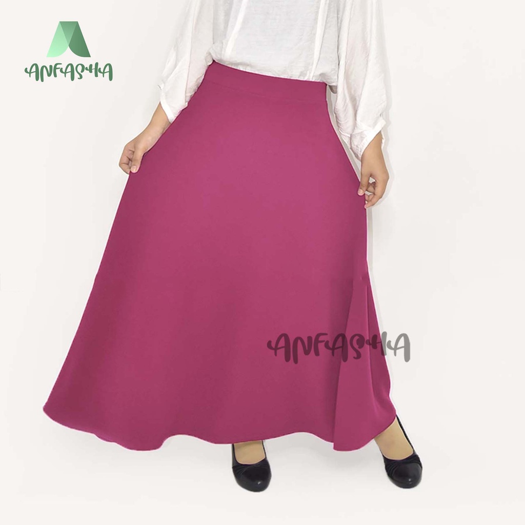 ROK WAFFLE LEBAR = Rok waffle  lebar payung premium basic mode material waffle crap BY TOKO ANFASHA-PINK