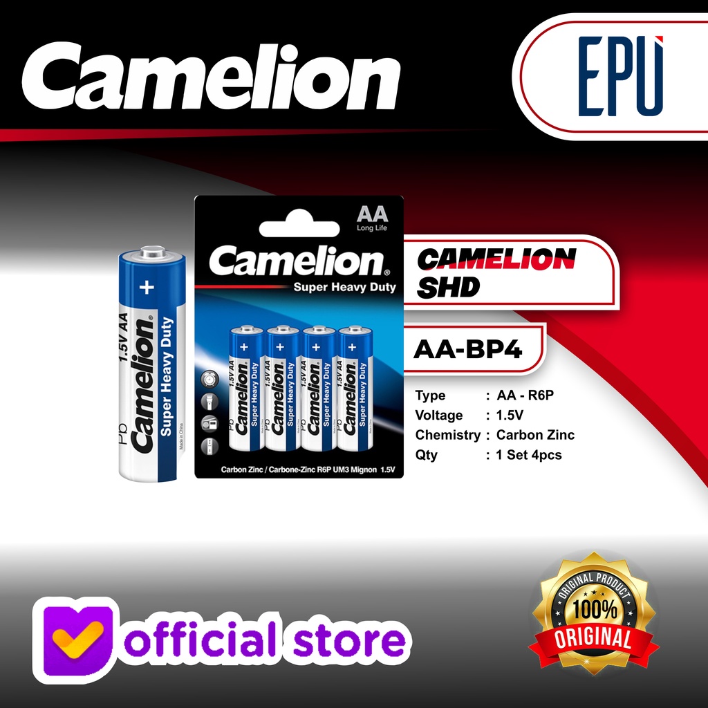 Camelion Baterai Super Heavy Duty Battery Batre Batere AA A2 Isi 4 PCS