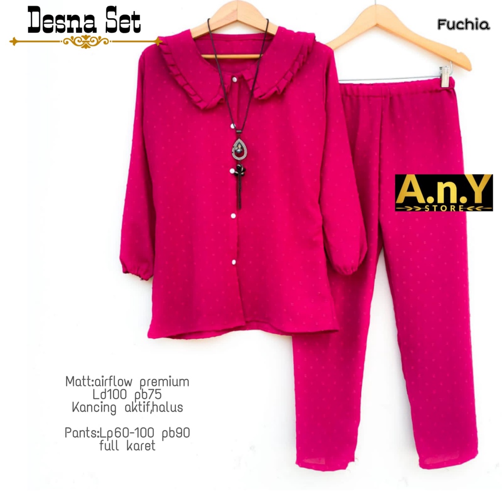 DESNA SET BY ANY - SET BAJU DAN CELANA WANITA-FUSCHIA
