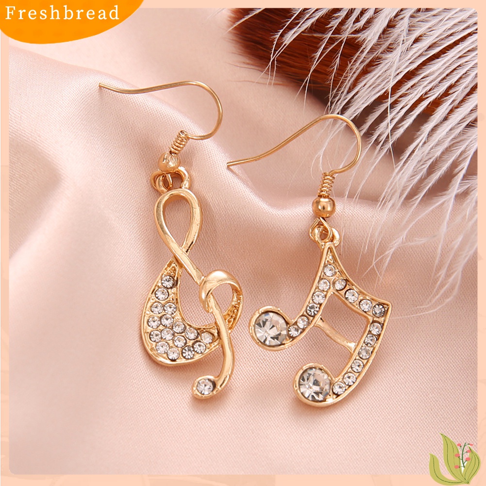 [Fresh] Anting Kait Gantung Desain Not Musik Hias Berlian Imitasi untuk Wanita