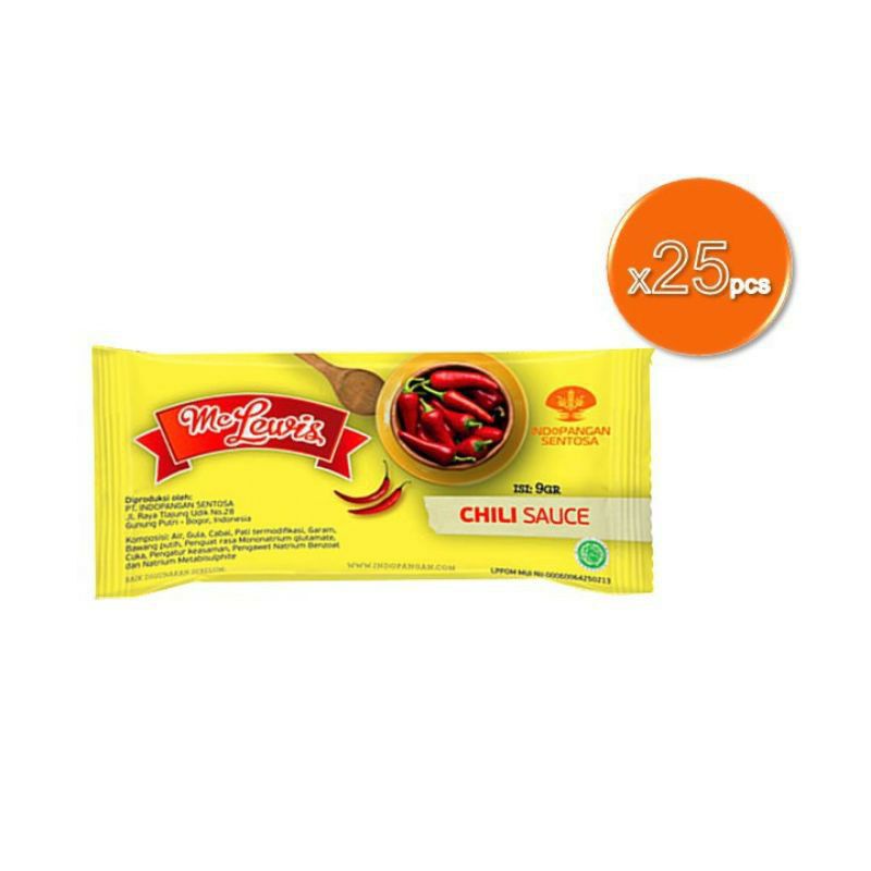 Mc Lewis chili saus saset 9gr x 25pcs saus cabe saos cabe saos tomat saset saos sambal saus sambal saus saset sambel saset sambal saset saos sambal saset mc Lewis saset saset chili