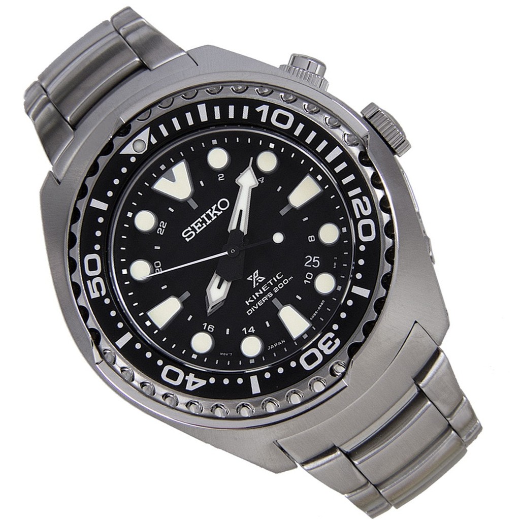 Jam Tangan Seiko SUN019P1 Prospex Kinetic GMT Diver 47.5mm Hitam Stainless Steel