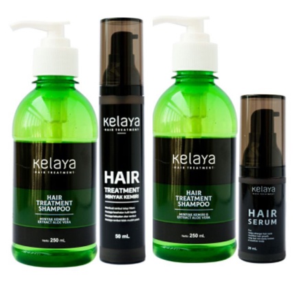 Paket Komplit Kelaya 2 Shampo 1 Serum 1 Minyak Kemiri  Shampoo Hair Treatment Bundling Spesial Full