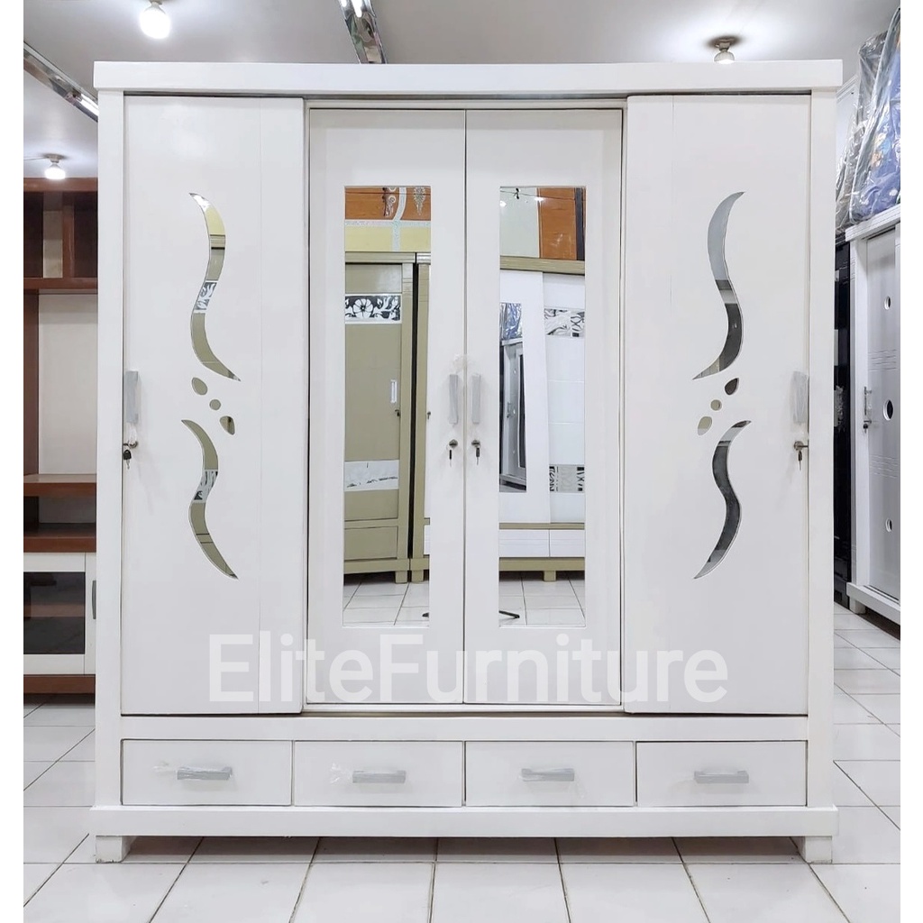 Lemari Baju 4Pintu GAMIS Lemari Pakaian Baju 4Pintu lemari sleding 4pintu / Lemari Pakaian Sleding G