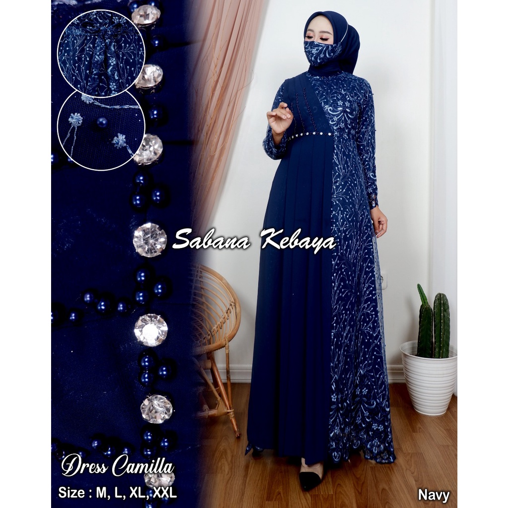 Permata Olshop / Camilla Dress SK / Kebaya Gamis Pesta Modern / Gamis Kondangan Mewah / Kebaya Payet