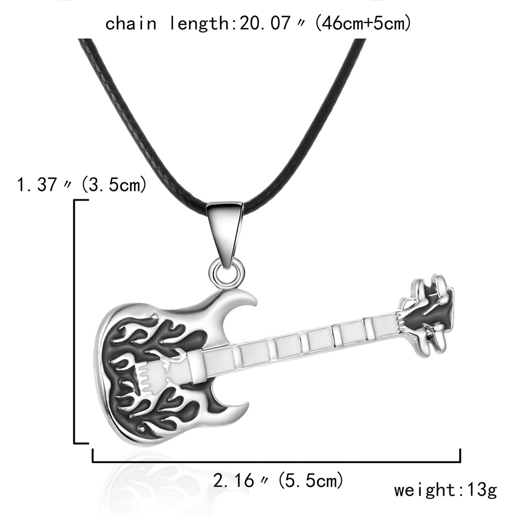 Kalung Liontin Gitar Biola Bahan stainless steel Gaya hip hop punk Untuk Pria Dan Wanita