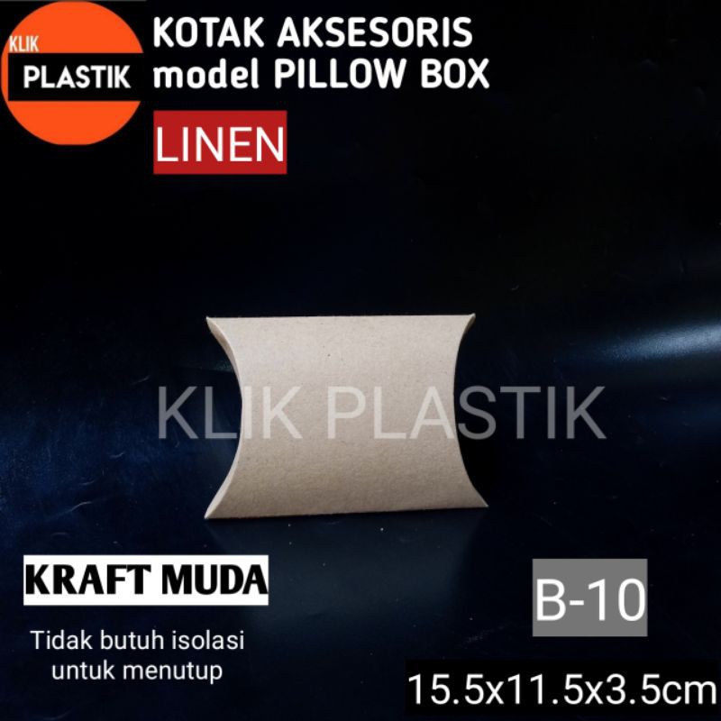 

ISI 36 KOTAK AKSESORIS B10 KRAFT MUDA TEMPAT SOUVENIR PILLOW BOX BUNGKUS KADO