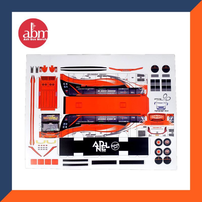 pola paper bus miniatur bus Sudiro Tungga Jaya mowgli