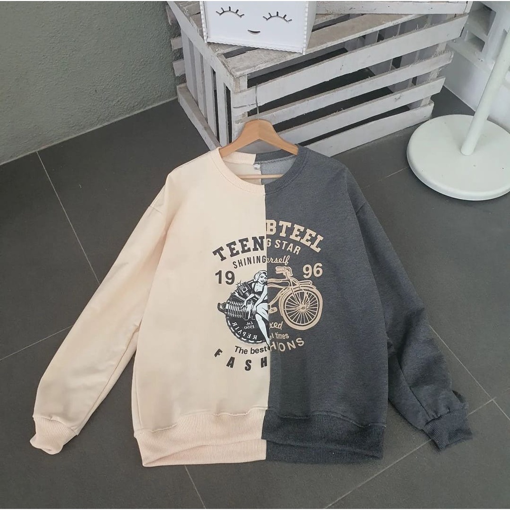 Crewneck Teen shining Sweater oversize wanita xxl - sweatshirt sweater oversize