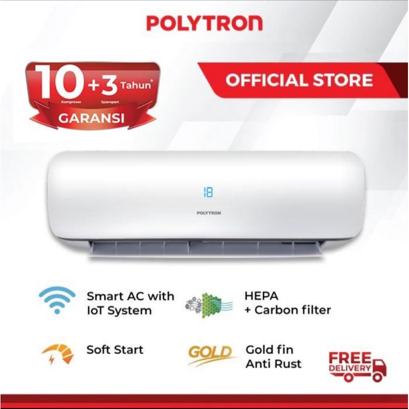 AC POLYTRON 1PK PAC 09VZS  SMART Nueva Pro + Instalasi pemasangan