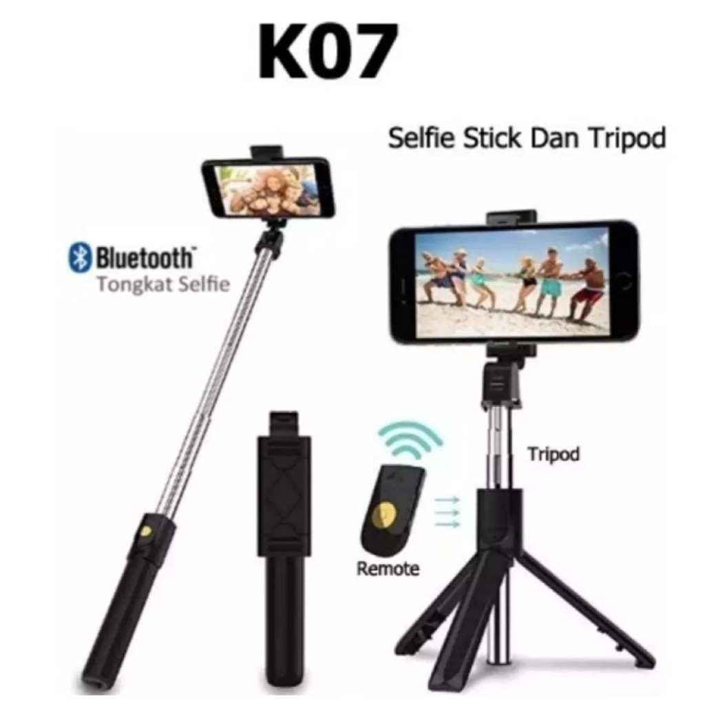 Tripod K07 2 IN 1 / Mini Dekstop Tongsis Tripod Selfie Stick Plus / Tongsis Remot + Tripod K07 TONGSIS WITH BLUETOOTH WIRELESS