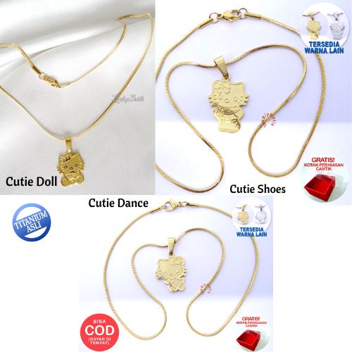 Lovelybutik - Kalung Anak Perempuan Titanium Anti Karat Cutie Kalung Anak Cewek Lucu Titanium Gratis Hadiah KOTAK PERHIASAN