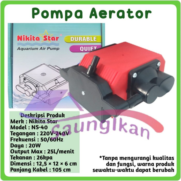 Nikita Star NS 40 Pompa Udara Aerator untuk Aquarium dan Kolam Ikan