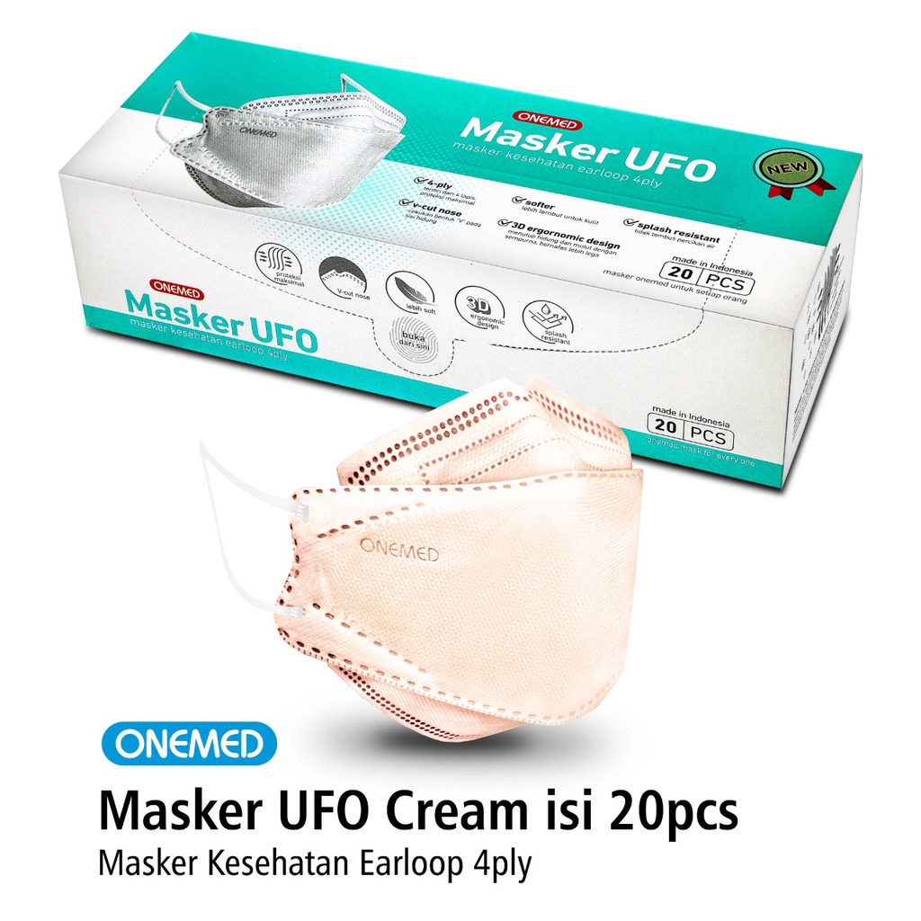 MASKER MEDIS ONEMED KF94 4ply CREAM EARLOOP - Isi 20pcs