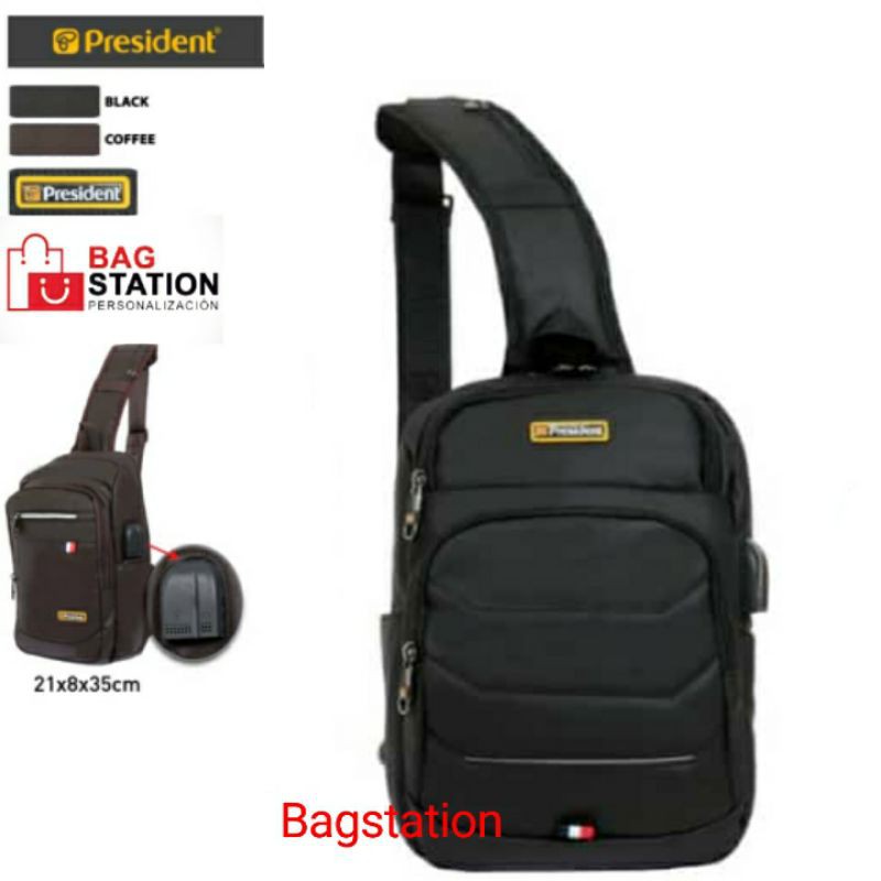 CHEST BAG PRESIDENT USB ORIGINAL ASLI IMPORT TAS SELEMPANG PRESIDENT SLING BAG PRESIDENT TAS TRAVEL 