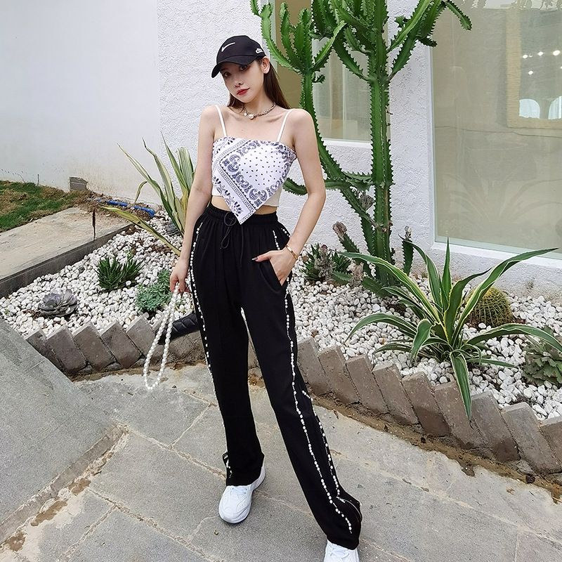 Smile Tank Top model Crop Top Motif Hailey Scarf Wanita Import 1055-4