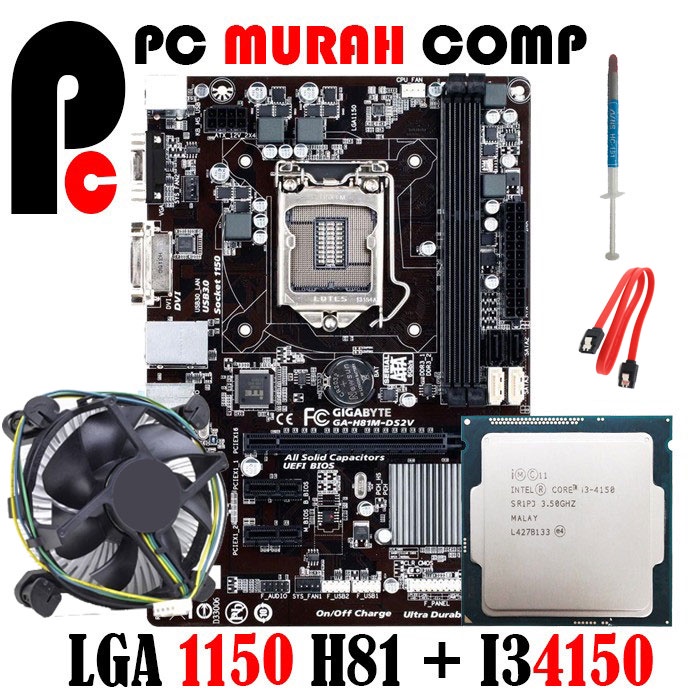 Motherboard Soket 1150 H81 Dengan Processor Intel i3 4150 RAM DAN FAN