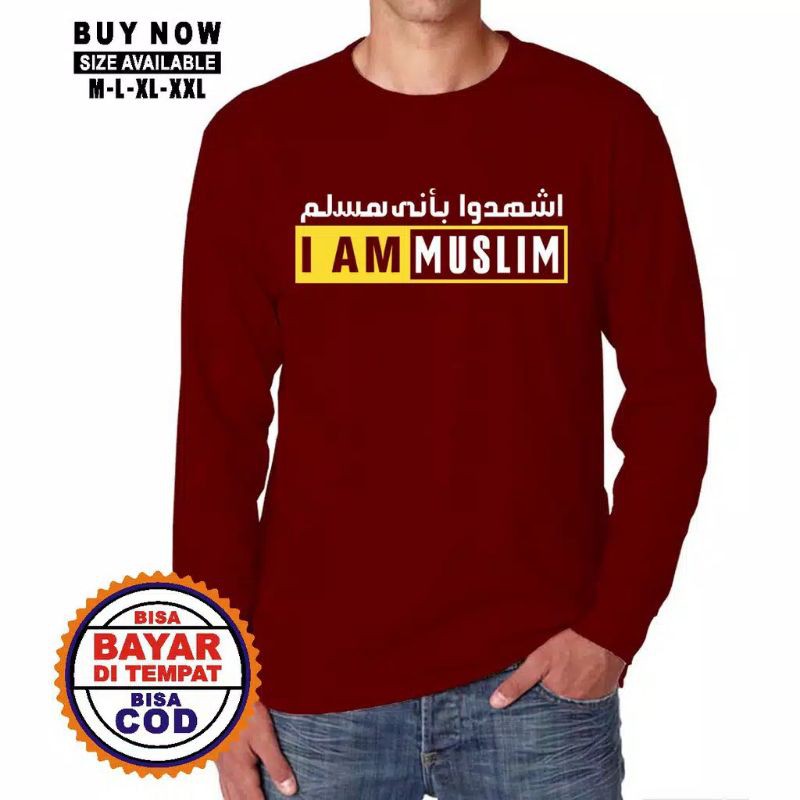 KAOS DAKWAH / KAOS TERBARU / KAOS ISLAMI / T-SHIRT / PAKAIAN PRIA / KAOS LENGAN PANJANG IAM MUSLIM-5