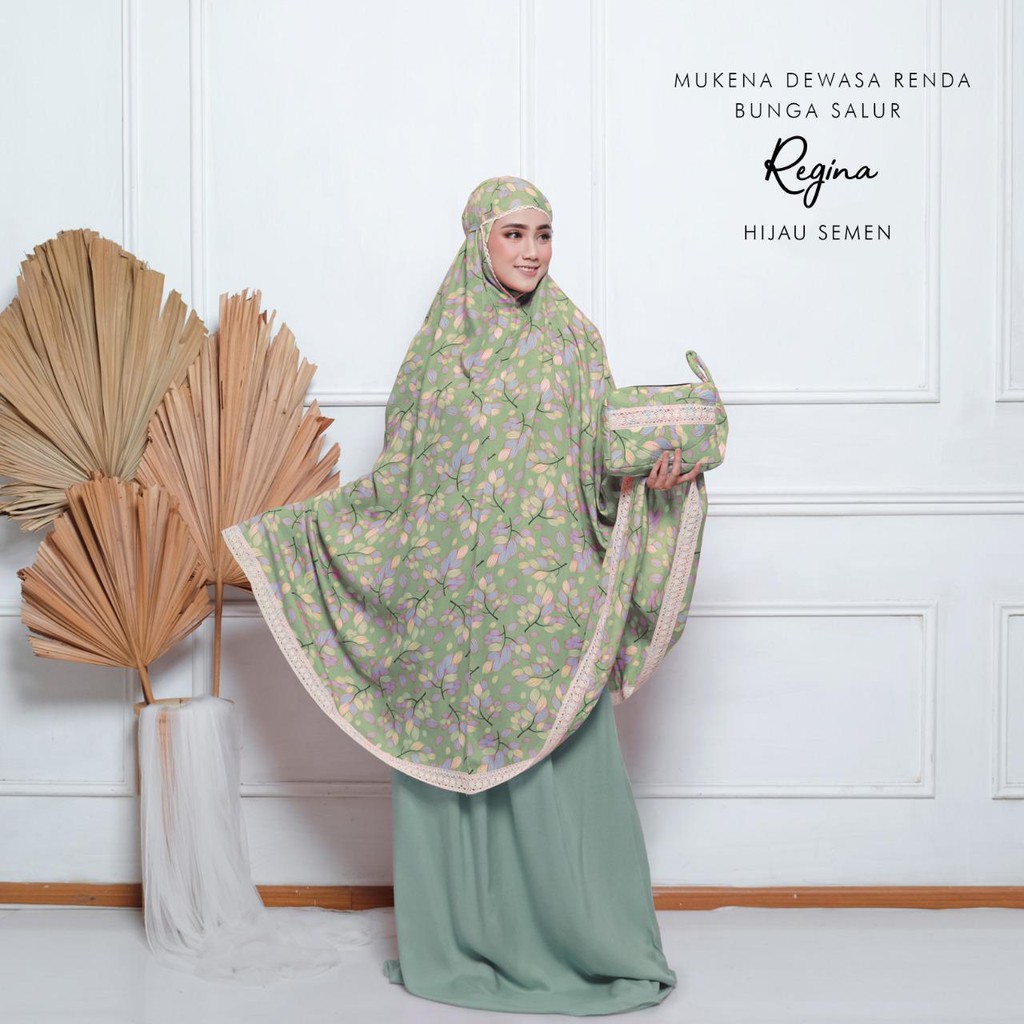 PUSAT MUKENA TASIK - MUKENA DEWASA RENDA RAYON MOTIF BUNGA SALUR REGINA