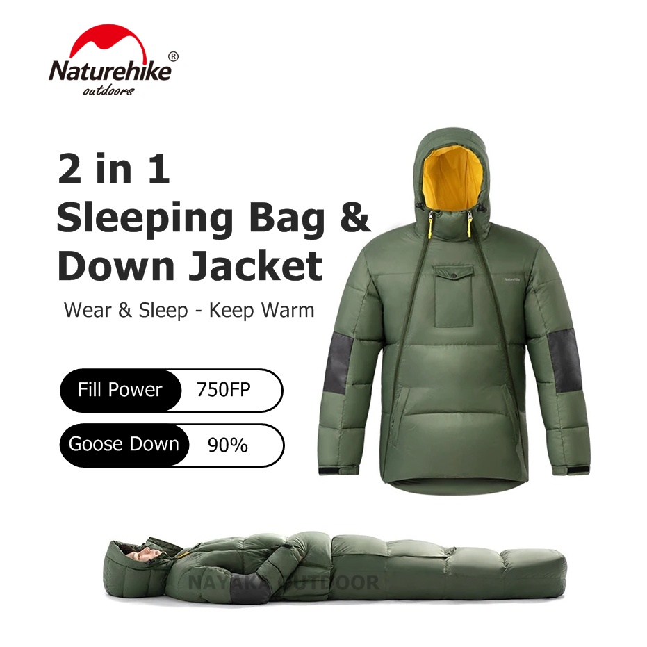 Sleeping Bag Bulu Angsa Jaket Gunung 2in1 Goose Down Naturehike NH21YR001 Jaket Camping Bulang Hanga