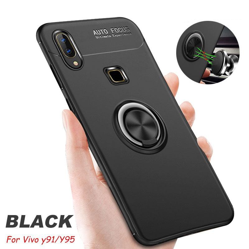 Soft Case Vivo Y91 Y95 Autofocus Magnetic Ring Free tempere glass