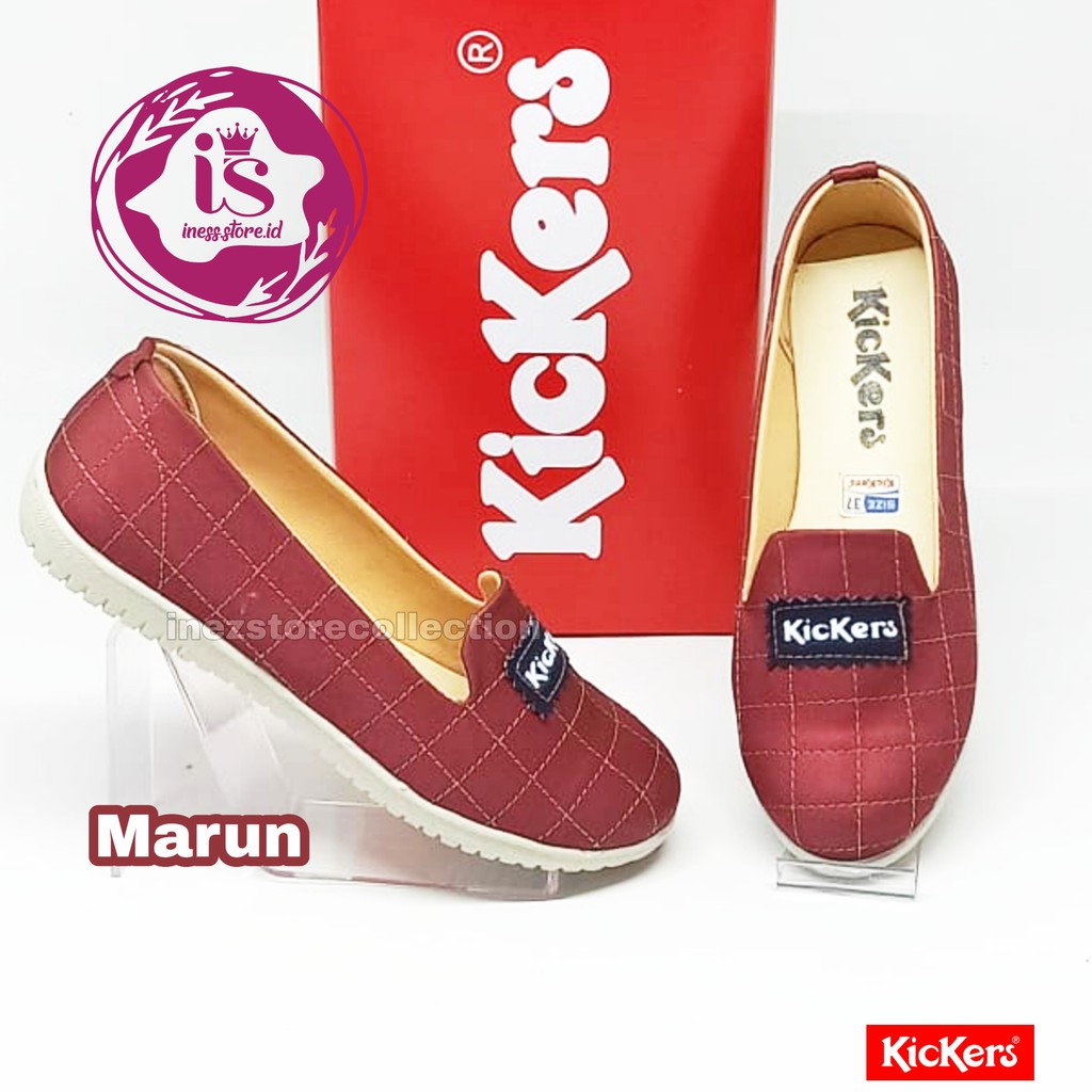 SEPATU WANITA FLAT KICKERS SLIP ON GLOSY KODE BLTKOTAK TERBARU MURAH GROSIR