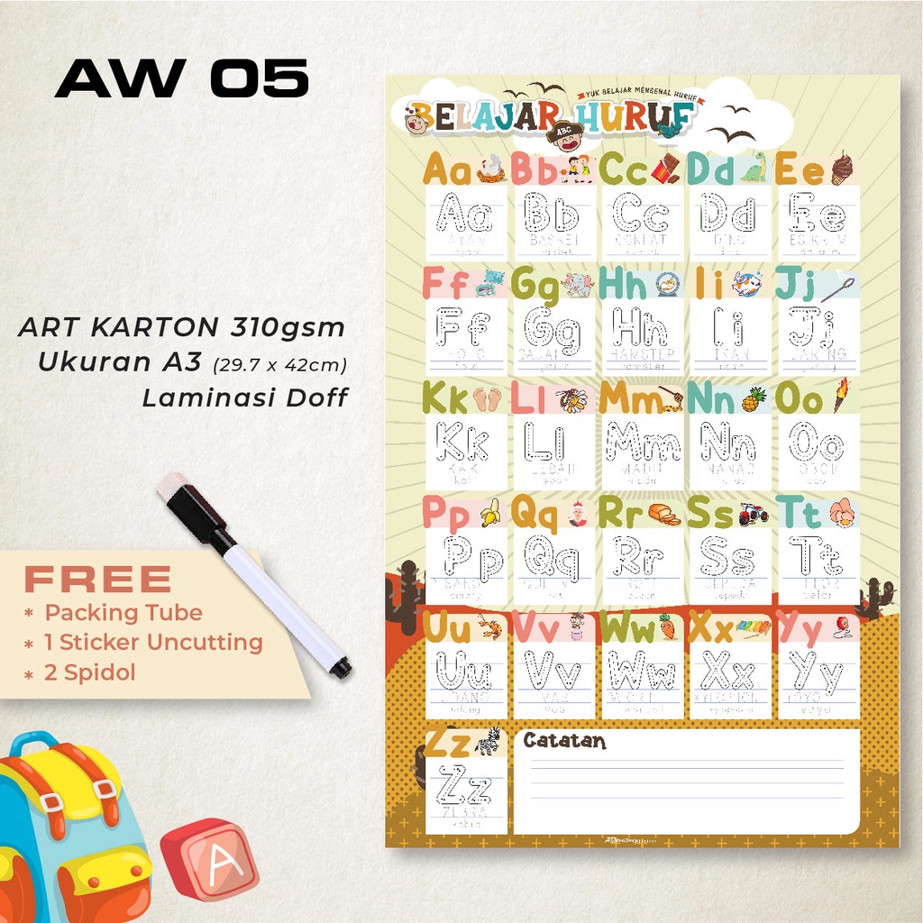 

Artomaringi Alfabet Anak tulis Aplhabet Kids Bonus Spidol Wipe and Clean AW05