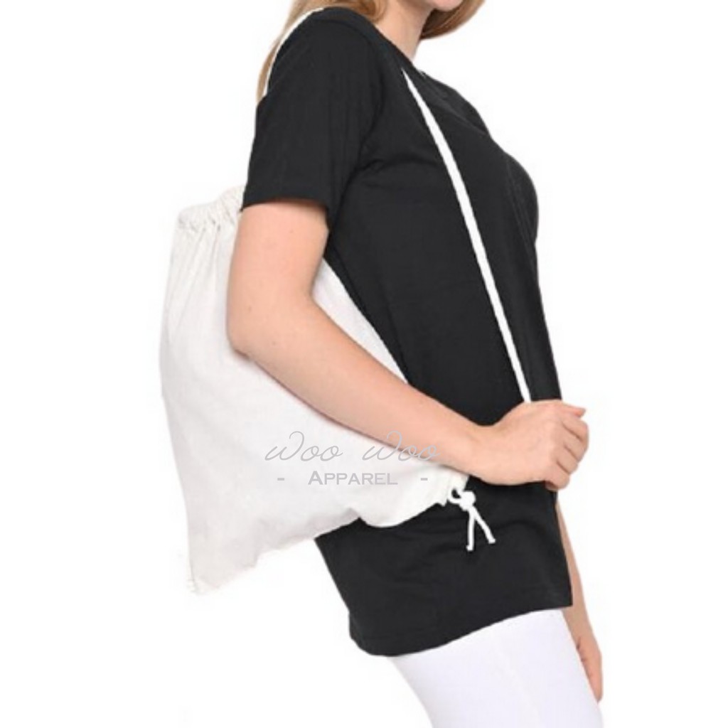 String Bag Polos - Bahan Blacu Tebal