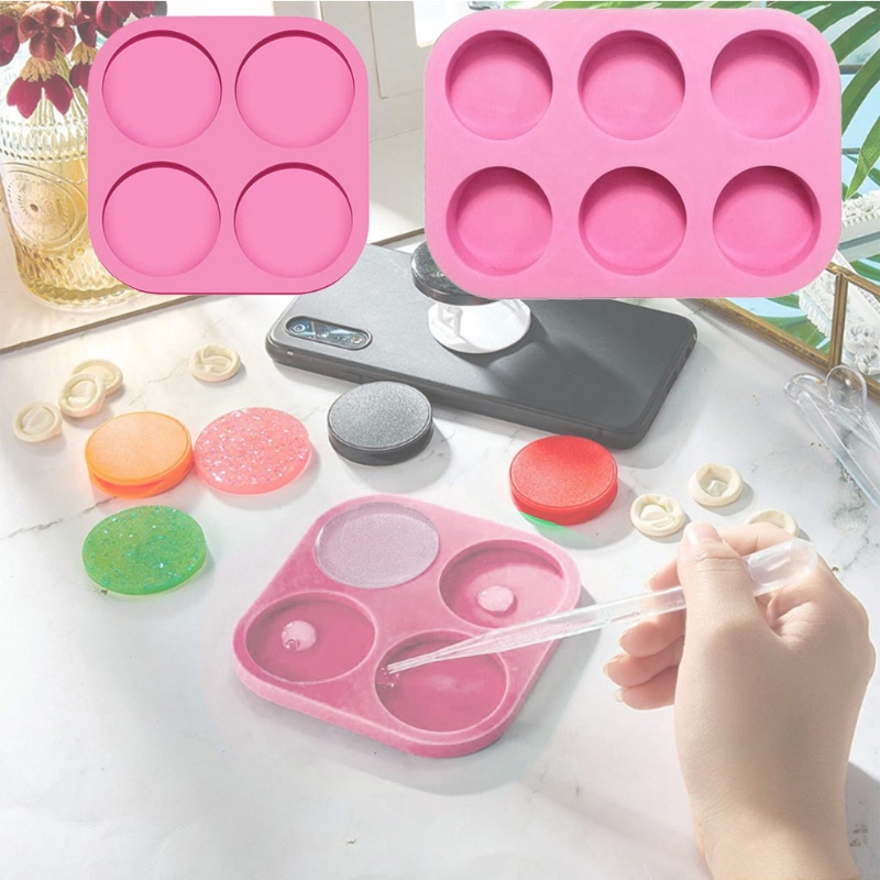 SIY  DIY Round Phone Grip Resin Mold Phone Holder Silicone Mold Round Resin Mold Phone Socket Resin Molds Resin Craft Tools