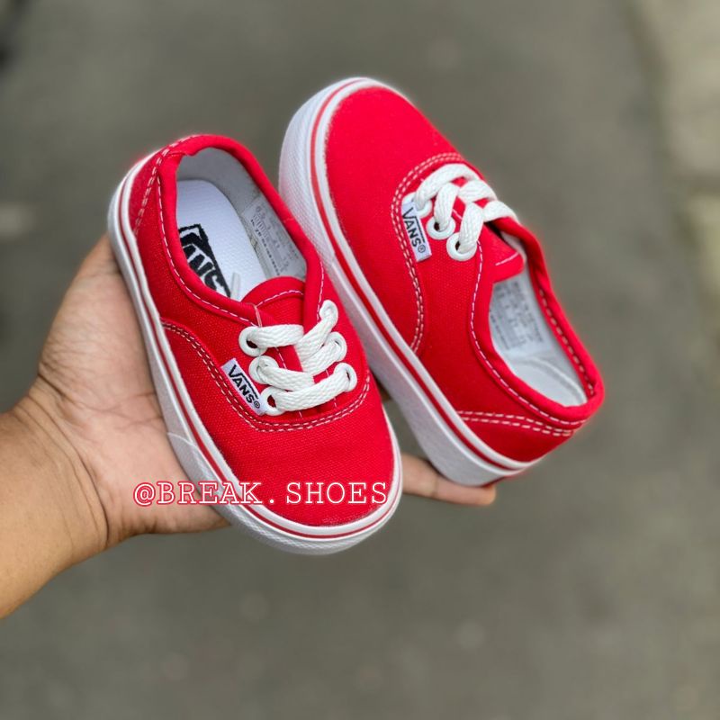 Sepatu anak autentik tali kasual warna merah laki dan perempuan