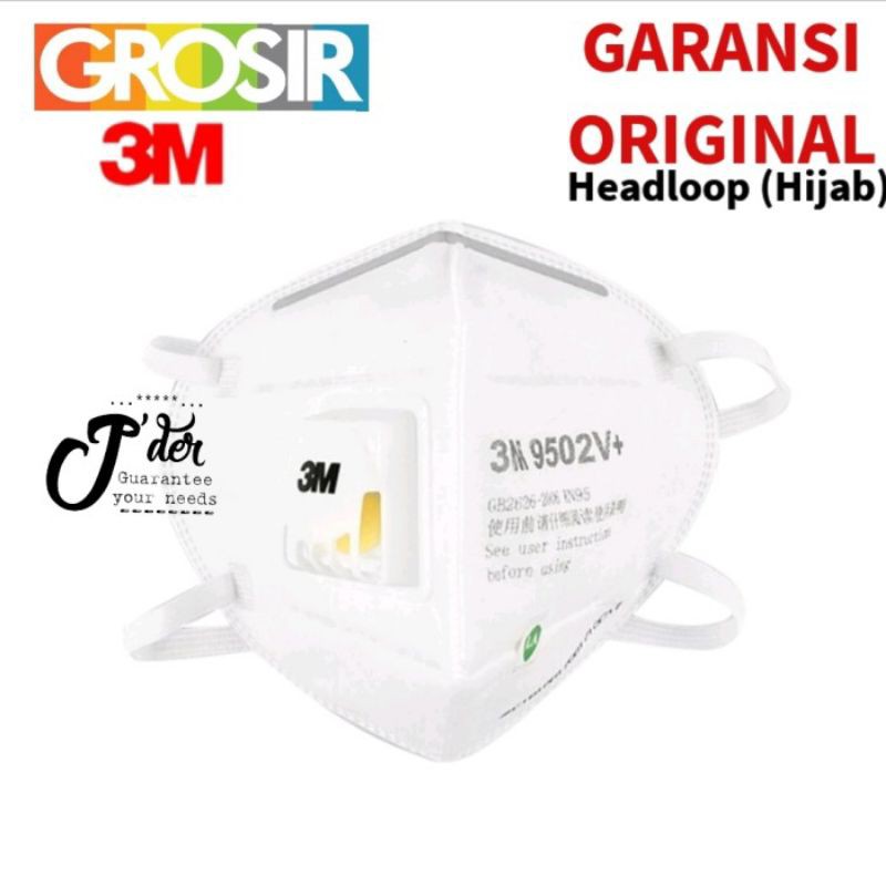 Masker 3M N95 hijab Headloop versi 9501V+ Respirator tipe 9502V+