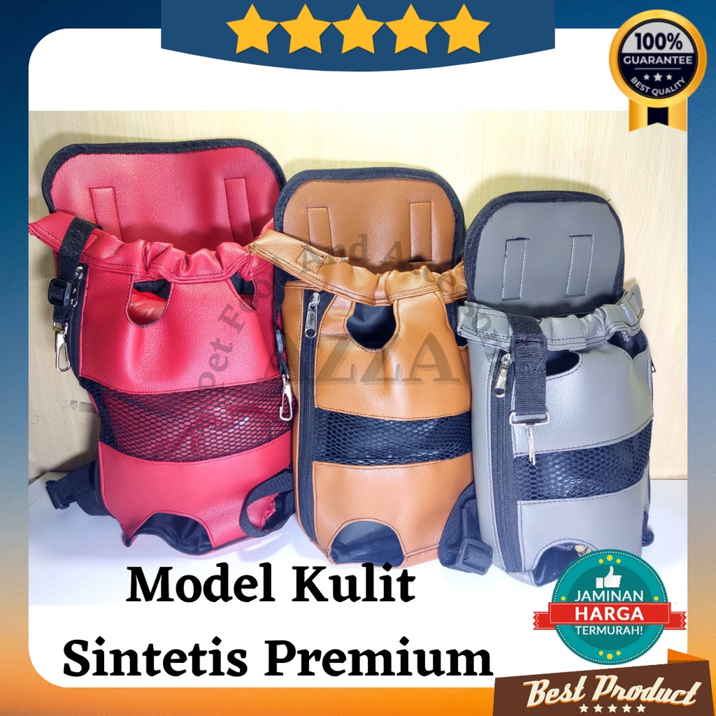 Tas Gendong Kucing Anjing Murah dan Praktis Kualitas Premium Bergaransi dan Nyaman / Perlengkapan Gendongan Kucing Anjing untuk Perjalanan Hewan Peliharaan / Pet Travel Gendongan Kucing Front Back Pack Motif Polos dan Kulit