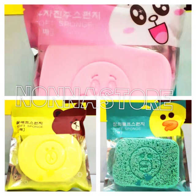 Spon Wajah / Badan - Cleansing Sponge bermotif LINE JAPAN IMPORT Cony Brown Sally