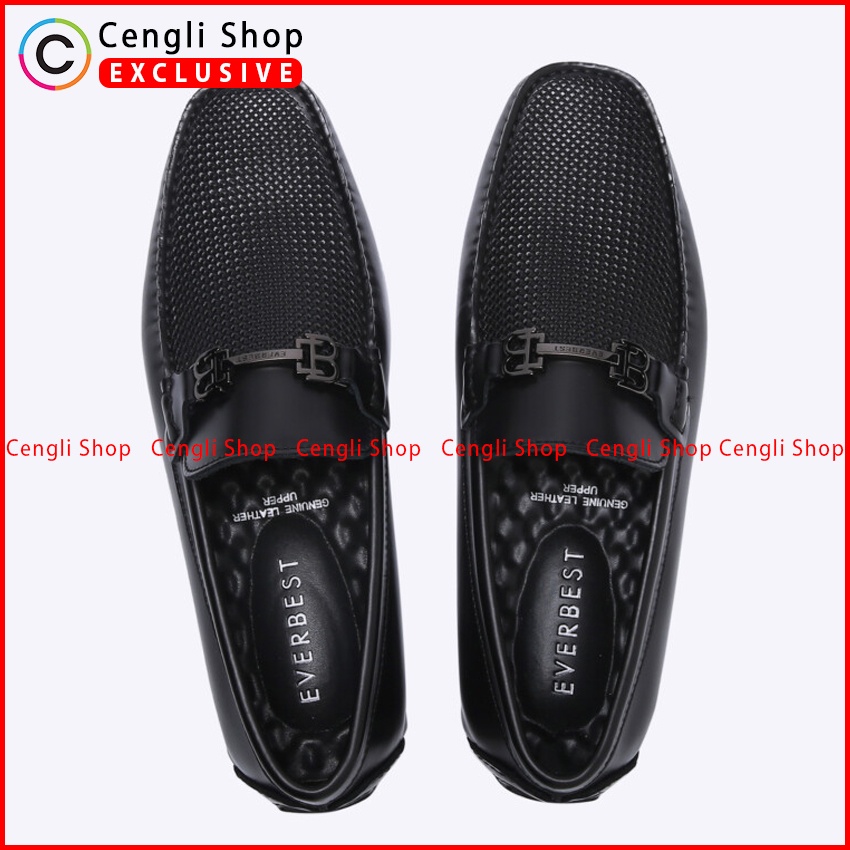 SEPATU LOAFER EVERBEST PRIA ORIGINAL PANSUS KULIT BRANDED HITAM EM41