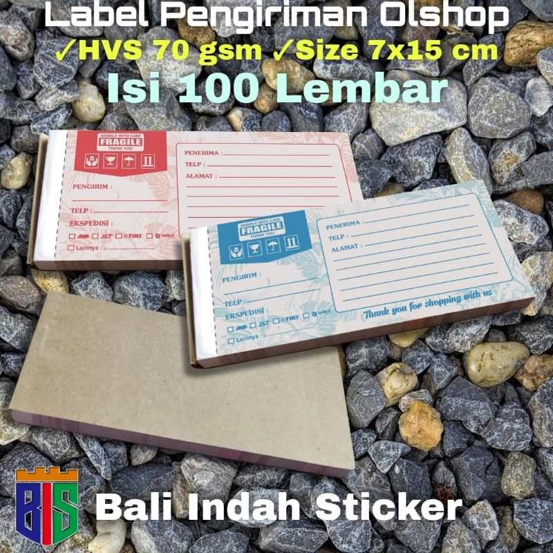 

LABEL PENGIRIMAN OLSHOP/LABEL PENGIRIMAN ONLINE SHOP HVS ISI 100 LEMBAR +FRAGILE