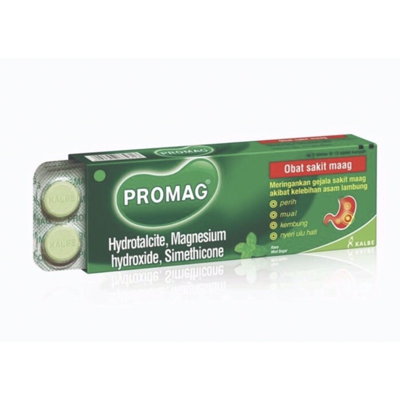 Promag strip 10 tablet ( mengobati perut kembung &amp; sakit maag )