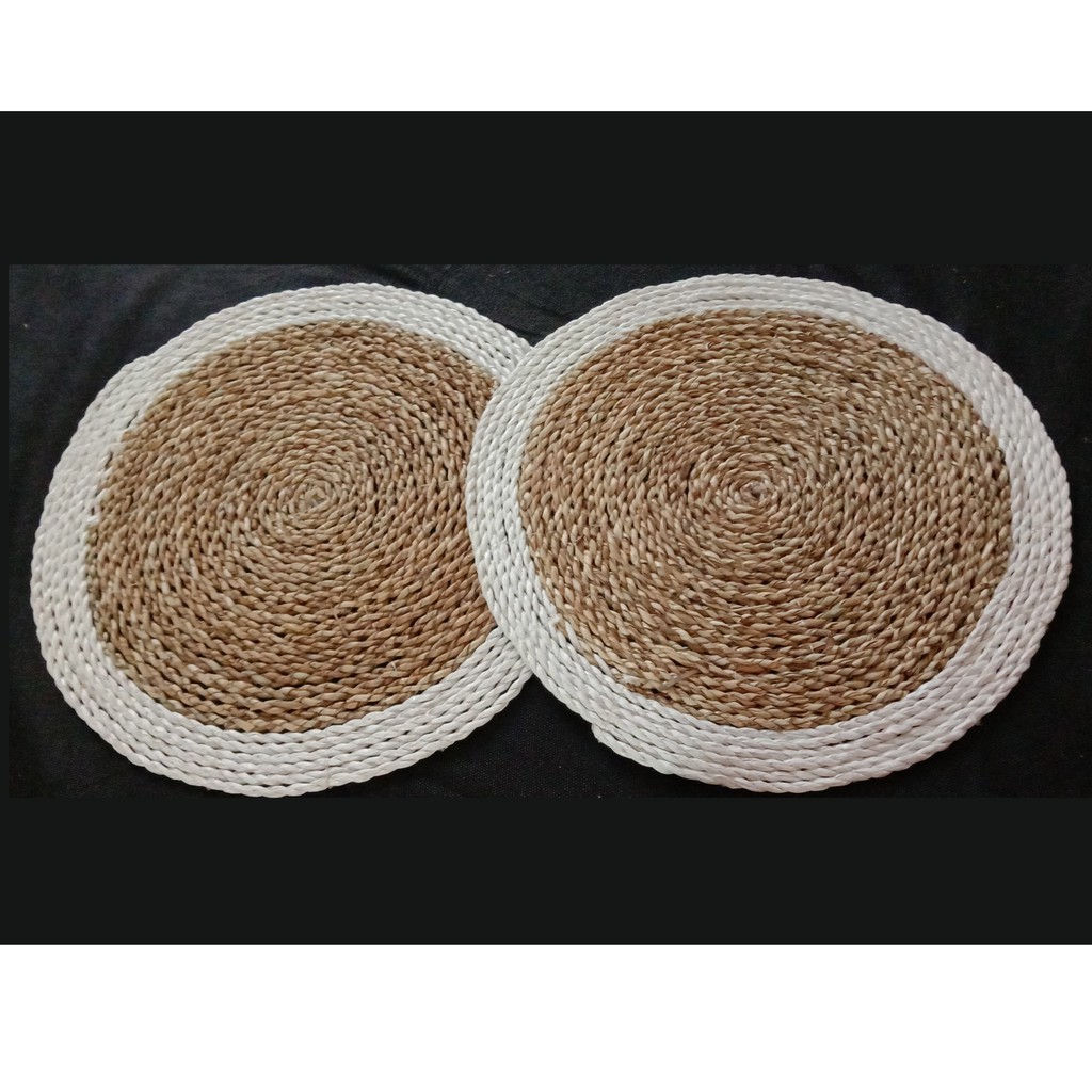 placemat seagrass natural putih / alas piring / taplak meja