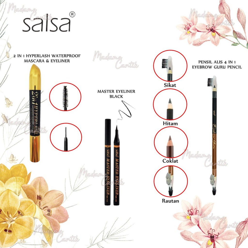 ✿ MADAME ✿ SALSA MASTER EYELINER BLACK EYEBROW GURU 2 IN 1 HYPERLASH SALSA EYE BROW