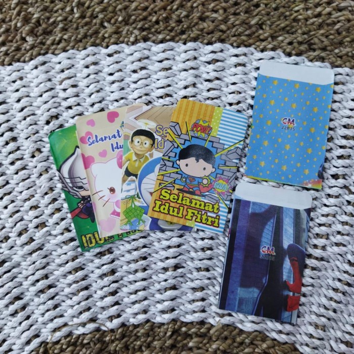 Isi 10 pcs Amplop Angpau Lebaran - AC 02 - Gambar Anak dan masjid - Amplop Kartu uang pitrah fitrah pemberian bingkisan lebaran idul fitri untuk uang kertas pecahan koin