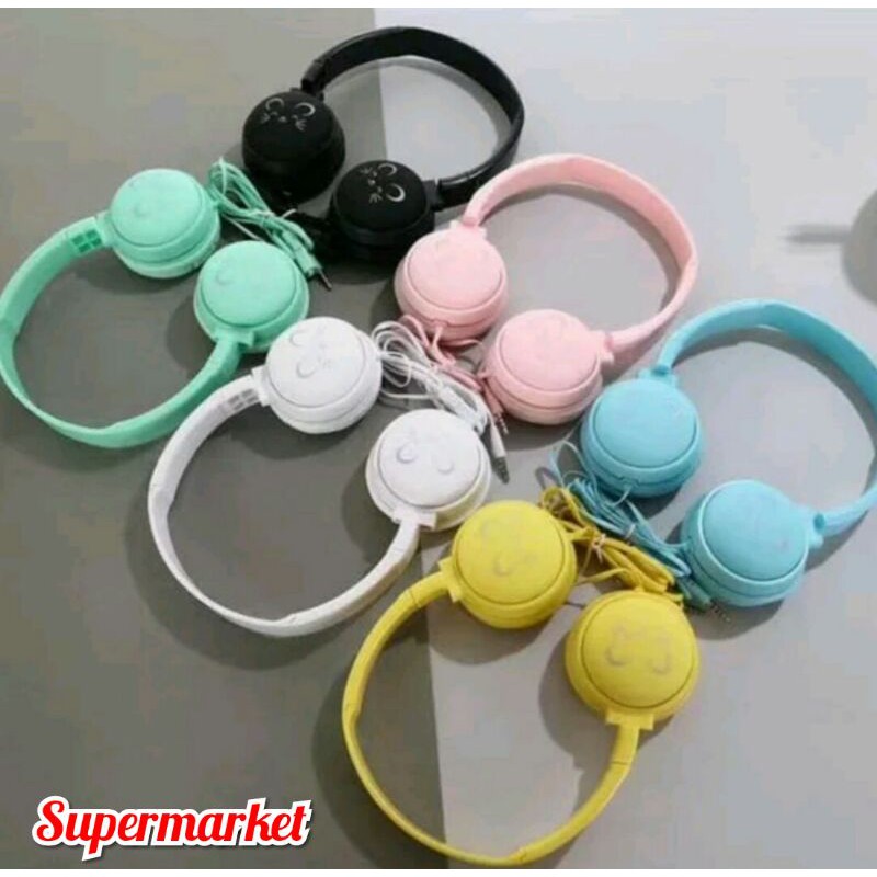 Headset Handphone Stereo Macaron Cartoon Extra Bass J-18