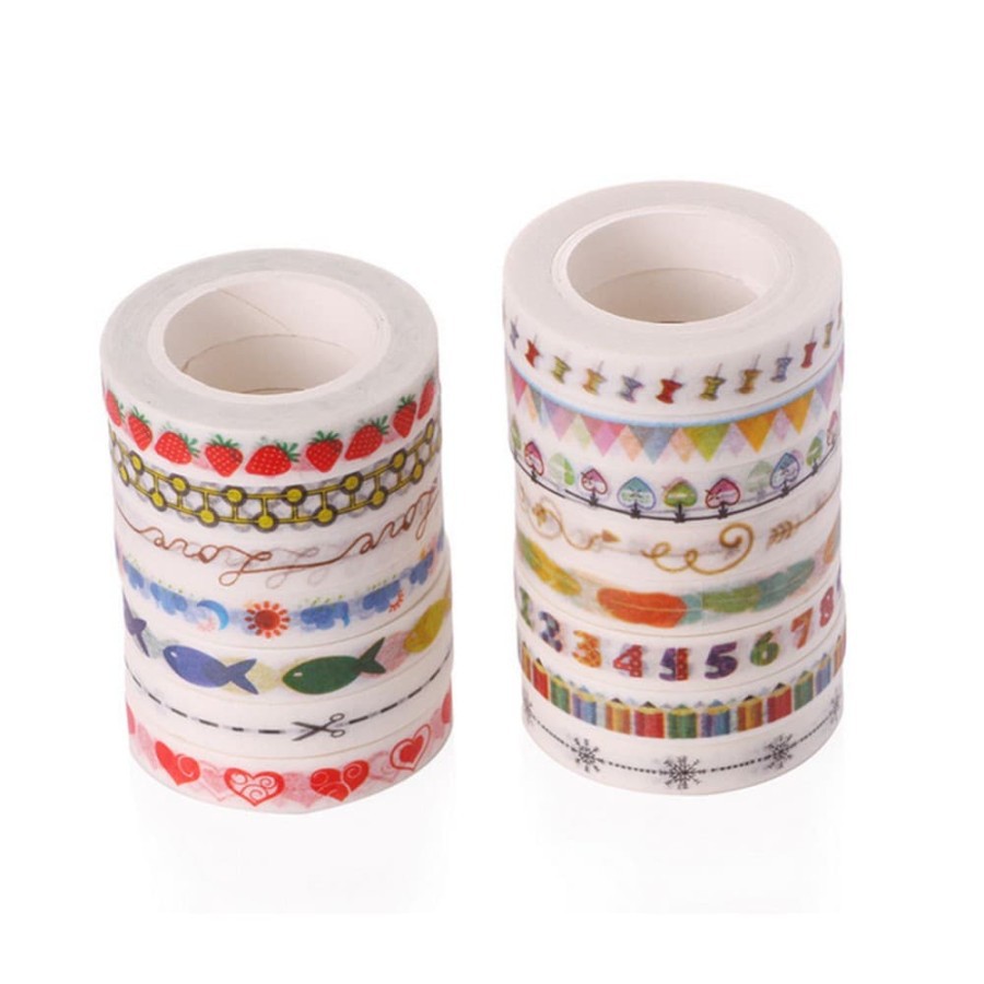 Japanese Washi Tape - Random Pattern 0,5cmx10m (5pcs)